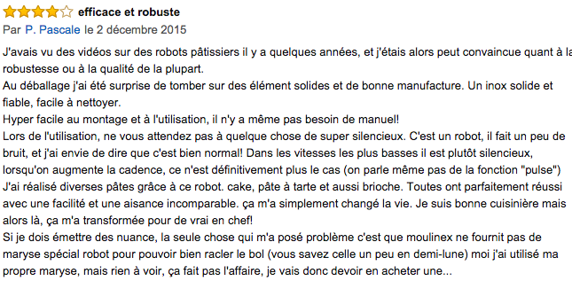 commentaire Moulinex Masterchef Gourmet